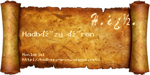 Hadházy Áron névjegykártya